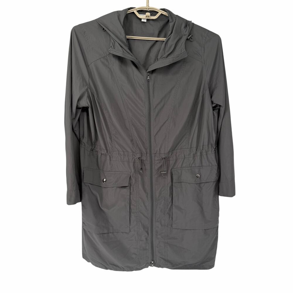 J. Jill Fit Gray Lightweight Packable Hooded Jacket Sz 1X